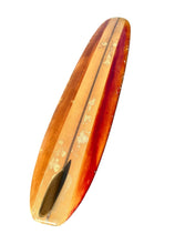 Load image into Gallery viewer, Wooden object with a red and gold finish on a white background