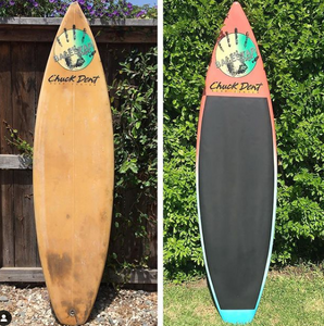 before and after painting surfboard