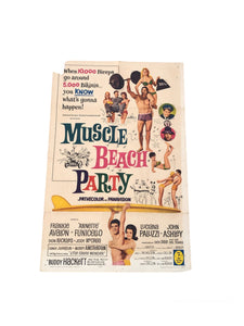 Original Muscle Beach Party Vintage Surfboard Movie Poster (27x41)