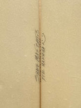 Load image into Gallery viewer, Signature on a beige surface with a wooden stringer