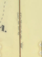 Load image into Gallery viewer, Close-up of a surfboard with text on a beige background