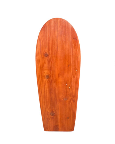 Wooden surfboard deck on a white background