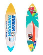 Load image into Gallery viewer, Vinyl surfboard with colorful design featuring Walmart brand on a white background