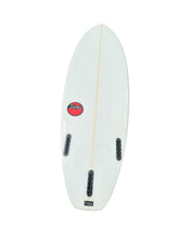 Load image into Gallery viewer, White surfboard with a red logo on a white background
