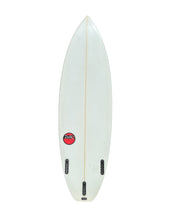 Load image into Gallery viewer, White surfboard with a red logo on a white background