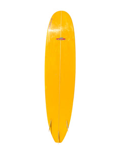 Yellow surfboard on a white background