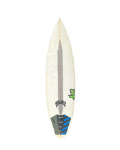 Load image into Gallery viewer, White surfboard with a logo on a white background