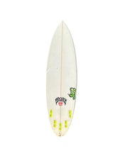 Load image into Gallery viewer, White surfboard with green and black design on a white background