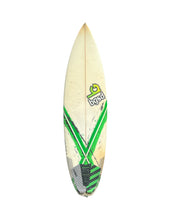 Load image into Gallery viewer, Surfboard with green and black design on a white background