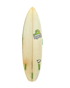 Surfboard with a visible brand logo on a white background