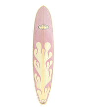 Load image into Gallery viewer, Pink and white surfboard with a flame design on a white background