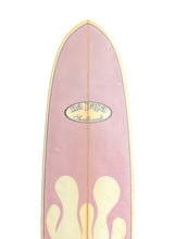 Load image into Gallery viewer, Pink surfboard with white designs and &#39;na papa&#39; branding on a white background