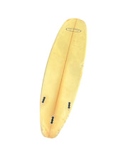 Load image into Gallery viewer, Used 7&#39;6&quot; surfboard with black finboxes on a white background