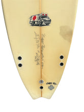 Load image into Gallery viewer, Close-up of a surfboard with graphics and text on a white background