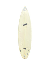 Load image into Gallery viewer, White surfboard with branding on a white background