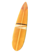 Load image into Gallery viewer, Old surfboard with a black stripe on a white background