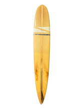 Load image into Gallery viewer, Vintage surfboard with a natural finish on a white background