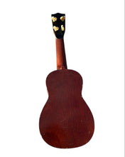 Load image into Gallery viewer, Back view of a wooden ukulele on a white background