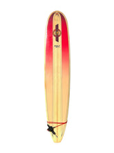 Load image into Gallery viewer, Colorful surfboard with a red and yellow gradient design on a white background