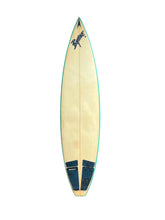 Load image into Gallery viewer, Surfboard with a visible brand logo on a white background
