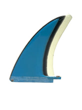 Load image into Gallery viewer, Blue and white surfboard fin on a white background