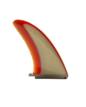 Load image into Gallery viewer, Surfboard fin with red and beige gradient on a white background