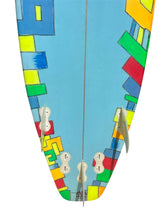 Load image into Gallery viewer, Colorful surfboard with geometric pattern on a white background