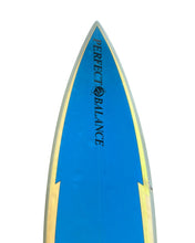 Load image into Gallery viewer, Perfect Balance logo on blue surfboard