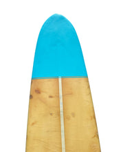 Load image into Gallery viewer, Vintage surfboard with a blue top section on a white background