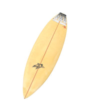 Load image into Gallery viewer, Patagonia surfboard with black designs on a white background