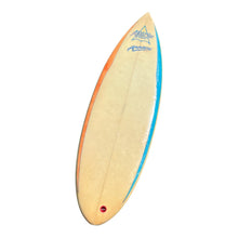 Load image into Gallery viewer, Arrow surfboard with a blue and orange edge on a white background