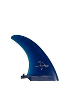Load image into Gallery viewer, Blue surf fin with a brand logo on a white background