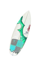 Load image into Gallery viewer, Surfboard with green and gray design on a white background