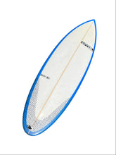 Load image into Gallery viewer, A surfboard shown from a top-down perspective on a solid white background. Black printed PYZEL branding and model text.