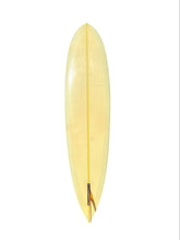 Load image into Gallery viewer, A pale yellow surfboard shown from a top-down view against a plain white background.