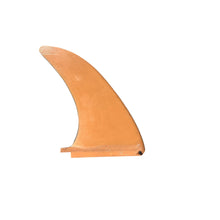 Load image into Gallery viewer, A single orange fiberglass surfboard fin, likely a tail fin, shown against a plain white background.