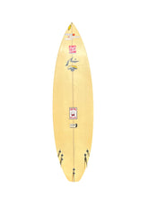 Load image into Gallery viewer, A light yellow surfboard shown from a top-down view against a solid white background.