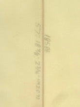 Load image into Gallery viewer, A close-up of a light beige or cream-colored textured fabric with a vertical stitched seam and faint gray handwritten numbers printed along the seam.