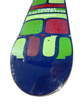 Load image into Gallery viewer, Close-up of a skateboard deck showing the nose area with a dark blue base, large green and red graphic shapes, and the text 'TOSH TOWNEND ELEMENT' near the top edge.
