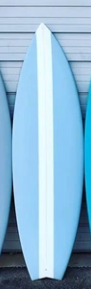 baby blue surfboard with white stripe