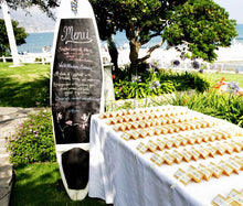 Load image into Gallery viewer, chalkboard surfboard in wedding