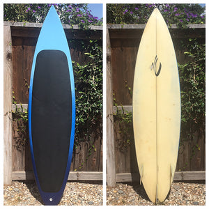 top and bottom of surfboard